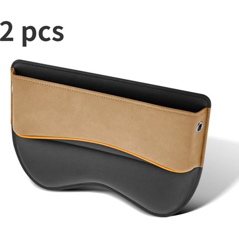 (Lot de 2 beiges) Boîte de rangement multifonctionnelle pour l'espace entre les sièges de voiture. Accessoire de rangement universel pour l'intérieur de la voiture. (1/5)