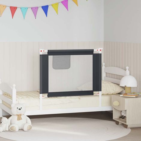 Barrière de Lit pour enfant - Barrière de protection de lit Gris foncé 90x25 cm Tissu BV109298 - BonneVie (1/5)