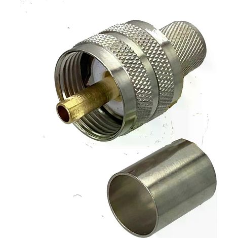 Lot de 10 connecteurs mâles UHF PL259 à sertir pour câbles coaxiaux RF RF RG8, LMR400, RG213 et RG165, bornes en laiton, droits, neufs - JXLGV (1/5)