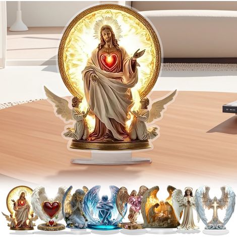 Angel - 2D Acrylic Figurine - Indoor Outdoor Desk Decoration - Home Office Living Room Centerpiece - 18 x 20 cm - 1 Piece (1/5)