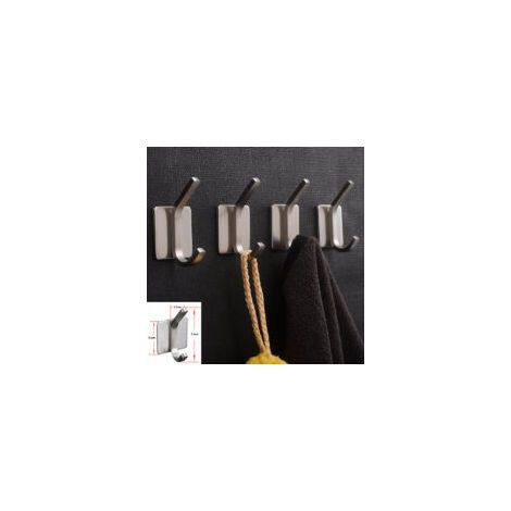 Crochets porte-serviettes, crochets 3M, crochets adhésifs pour salle de bain, crochets porte-serviettes muraux auto-adhésifs en acier inoxydable brossé, lot de 4 (1/4)