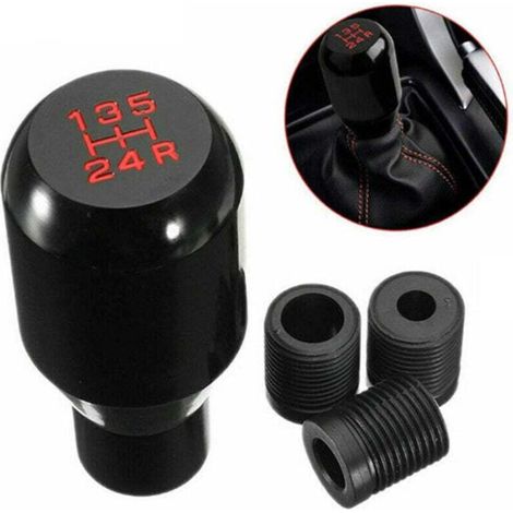 Pomos de palanca de cambios, XU, pomo universal de 5 velocidades, pomo de palanca de cambios manual de metal con 3 adaptadores de 8 mm, 10 mm y 12 mm para coches manuales - Negro --Crezuo
