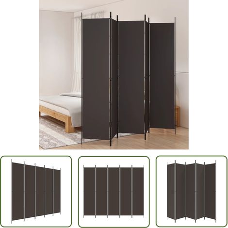 The Living Store Cloison de séparation 5 panneaux Marron 250x220 cm Tissu - Cloison De Séparation - Écran De Confidentialité - Séparateur De Pièce - Rideau De Séparation - Mur D'intimité (1/5)