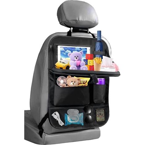 Protection de dossier de voiture et organiseur,Protection de dossier de voiture,Organiseur de siège de voiture Organiseur de siège arrière avec rangement pour tablette Imperméable Multifonctionnel Sac (1/5)