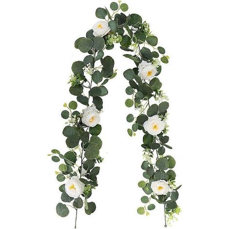 Guirlande d'eucalyptus et fleurs suspendues, feuillage artificiel (1/5)