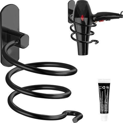 Spiral Shape Hair Dryer Holder, Aluminum Wall Mounted Hair Dryer and Straightener Holder, No Drilling Fixing（No Glue） (1/5)
