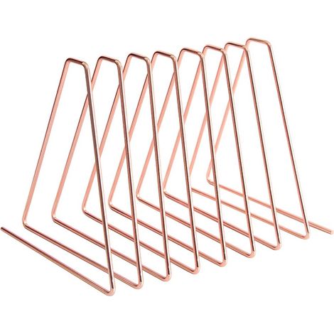 Rose Gold Magazine Rack, Triangle File Organizer, Book Shelf Magazine Holder, Metal Bookends, for Home Office Books Magazine and Newspapers (1/3)