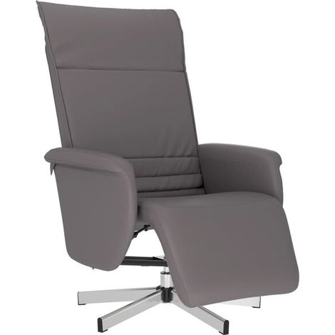 Fauteuil inclinable gris en similicuir avec repose-pieds (1/5)