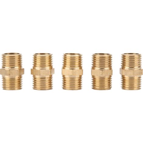 Raccord en laiton 1/2" mamelon hexagonal pour tube d'eau, accessoire de connexion, lot de 5 pièces (1/5)