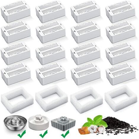 Cake Porzellan Katzenbrunnen Filter 16 Kohlefilter 4 Schaumstofffilter Keramik Brunnen für Haustiere Wasserspender Brunnen für Hunde Ersatzfilter