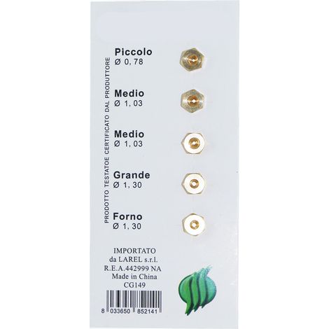 SET 5 UGELLI FORNELLO CUCINA A GAS GPL- AMAFLEX- 5,0 confezione