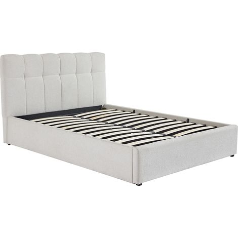 Letto con contenitore 140 x 190 cm Tessuto bouclette Bianco  - MAZIRI (1/5)
