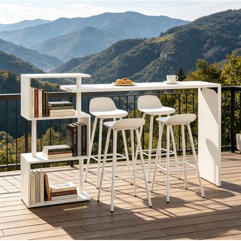 Tavolo bar con ripiani in MDF e metallo 97,5x38 cm OKMYHOME (1/5)