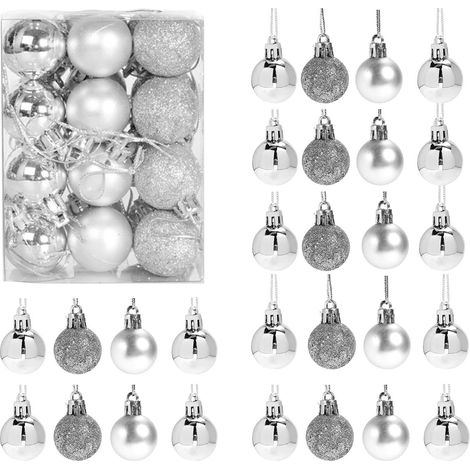BAUBLES SILVER 3CM-12PCS SET -PVC (1/5)
