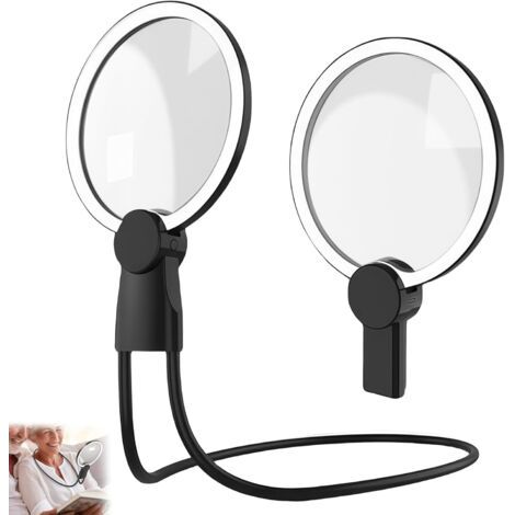 Reading magnifier with light: reading magnifier for seniors, hands-free magnifier with stand and adjustable brightness, soft reading lamp for the eyes with adjustable intensity.