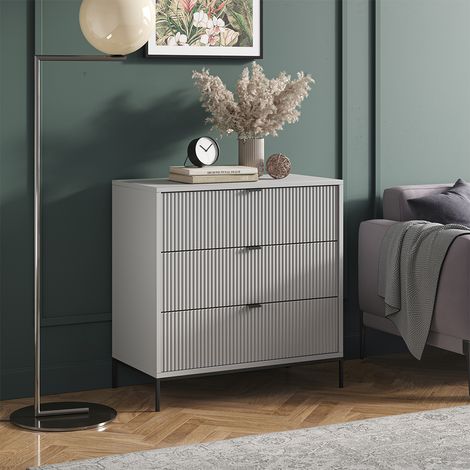 Commode avec tiroirs Eliza, Gris, 80 x 81.2 cm avec 3 tiroirs, Vicco (1/5)