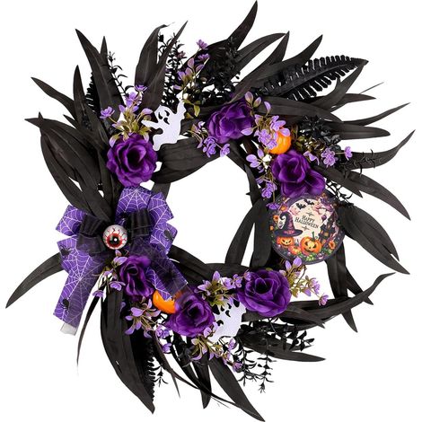 Couronne d'halloween – Décoration de Vacances effrayante pour Porte  d'entrée et porche, matériau fiable avec des fonctionnalités faciles à utiliser, couronne saisonnière pour entrée, fenêtre, f (1/5)