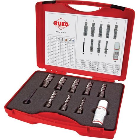 Set frese a corona RUKO HSSE-Co 5 con attacco Quick IN, rettificate CBN, 10 pz. in valigetta di plastica - 108811E
