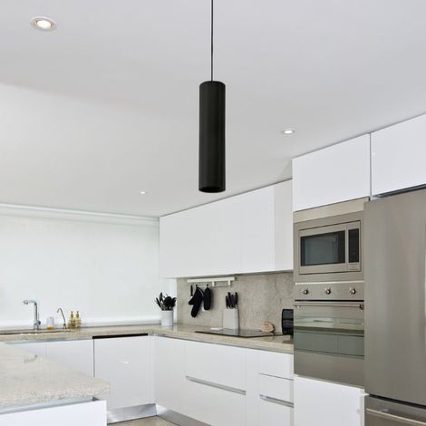 Silamp – Luminaire suspendu GU10 30cm noir – IP20 pour intérieur – Câble réglable 1.30m – Compatible avec ampoules GU10