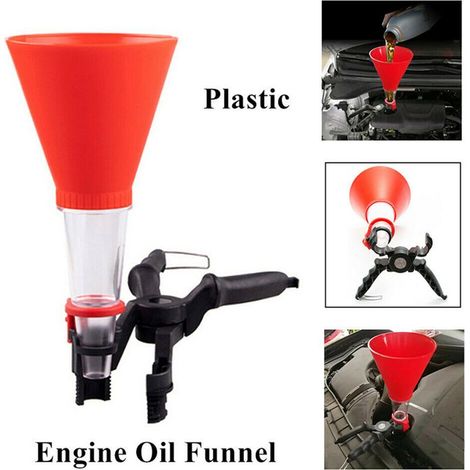 Entonnoir D'huile de Moteur de Voiture, Kit D'équipement de Remplissage D'entonnoir Spécial D'essence Réglable D'entonnoir D'huile de Moteur de Voiture Universel (Rouge) (1/5)