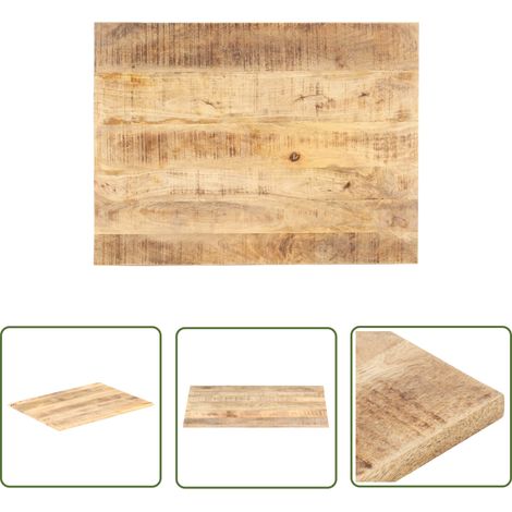 Maison Chic – Plateau de table en bois de manguier massif 70x60 cm – Épaisseur 15-16 mm – Finition rugueuse pour look industriel – Supports en bois inclus (1/5)