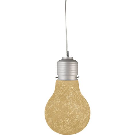 Sospensione 1xE27 Montatura Argento Vetro Filante Ambra  E-Energy Elettra (1/2)