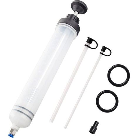 Seringue à huile - MICH - 500 ml - Pompe de transfert - Plastique EPDM transparent - Tuyaux d'aspiration 20 cm et 22 cm (1/4)