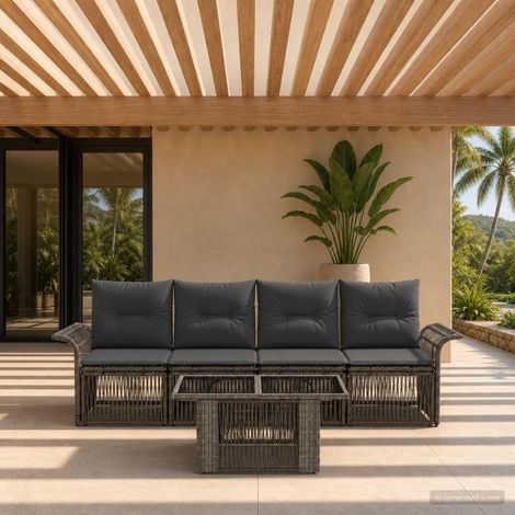 vidaXL Set Divano da Giardino 5 pz Grigio e Grigio Scuro polyrattan (1/5)