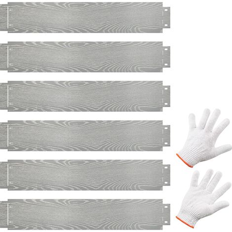 COSTWAY Bordatura da Giardino 6 M, Set di 6 Bordi per Aiola 110 x 20 cm in Metallo Zincato con un Paio di Guanti, Recinzione Flessibile e Forma Regolabile (1/5)