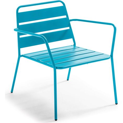 Fauteuil bas de jardin en métal bleu pacific - Palavas (1/5)
