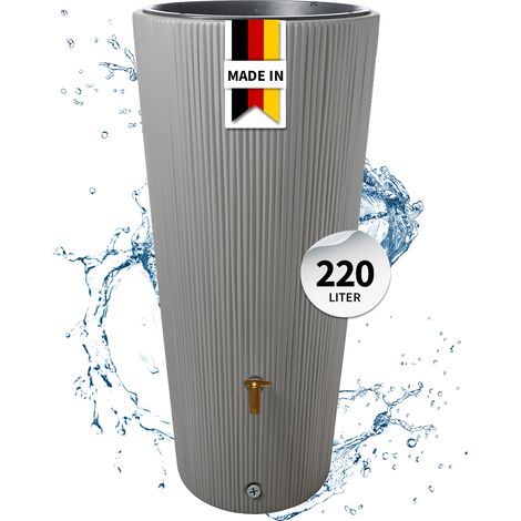 4rain VASO DECOR 2in1 Regentonne 220 Liter zinkgrau inkl. Pflanzschale (1/5)
