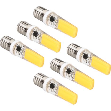 Lot de 6 mini ampoules COB E14, éclairage à 360°, dissipateur thermique en silicone anti-éblouissement, pour lustre et plafonnier, lumière blanc chaud 3000K (1/5)