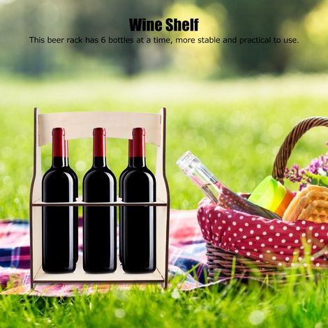 Distributeur de bouteilles de bière et de vin rouge en bois à 6 trous, étagère de rangement pour bar (1/5)