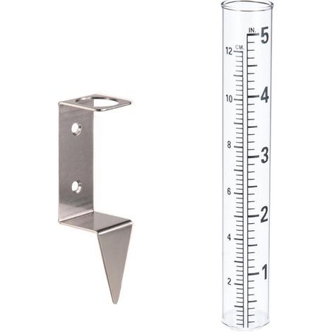 Regenmesser mit einem Fassungsvermögen von 12,7 cm (5 Zoll) und einem 2-in-1-Edelstahlständer – Geeignet für Gärten, Rasenflächen, Einfahrten und Terrassen (1/5)