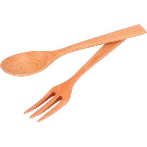 Ensemble cuillère et fourchette en bois - Idéal pour la maison, les restaurants et les écoles (1/5)