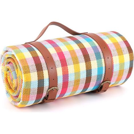 Couverture de pique-nique - 200 x 200 cm - Couverture de pique-nique Plein air - Couverture de camping pliable - Tapis de pique-nique anti-sable - pour camping, Jardin, parc, plage - Plaid couleur - T (1/2)