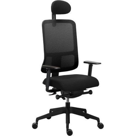 Chaise de bureau Ofys maille, accoudoirs 3D, appui-tete noir - Maxiburo (1/5)