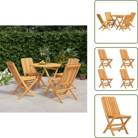 The Living Store Set da Pranzo per Giardino 5 pz in Legno Massello di Teak - Tavolo da pranzo in legno
