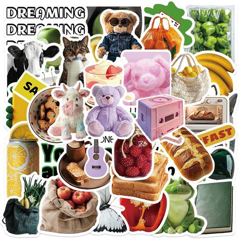 90 Pièces Stickers Aesthetic, Autocollant Aétanche, Stickers Scrapbooking, Autocollants de Voyage, Autocollant Vinyle Impermeable pour Ordinateur Portable Guitare Bouteille d'Eau Album Photo (1/5)