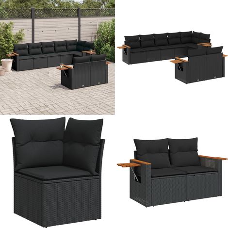 8-tlg. Garten-Sofagarnitur mit Kissen Schwarz Poly Rattan - Gartensofas - Outdoor Möbel - Lounge Set - Gartenlounge - Rattan Gartenmöbel - Home & Living (1/5)