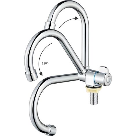 Robinet de cuisine pliable en laiton chromé, rotation à 360°, pour évier intérieur, filetage G1/2, poignée unique, eau froide, pour camping-car, yacht ou lavabo.
