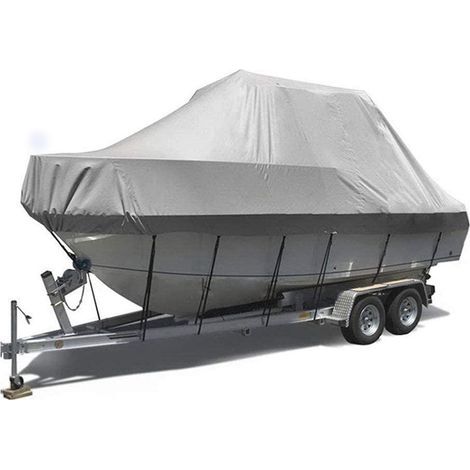 570300cm Heavy Duty Waterproof Portable Boat Cover, Durable Gray Oxford Cloth, for Yacht, Fishing Boat, Tri-Hull (16-18FT-V) (1/4)