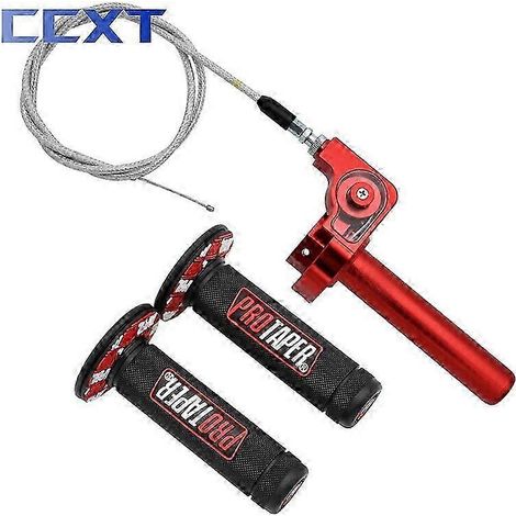 Poignées de guidon universelles 22 mm pour moto, câble d'accélérateur, poignées d'accélérateur à rotation rapide CNC pour Honda CRF, CR, XR, CBR, Yamaha, Suzuki, KTM, coudes et poignets (lot de 3 roug (1/5)