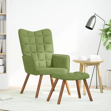 vidaXL Poltrona Relax con Poggiapiedi Verde Chiaro in Velluto
