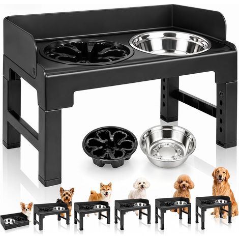 Raised Dog Bowl Adjustable Tilting Stand Stainless Steel Anti-Glutton (1/5)