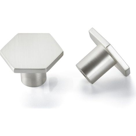 Ensemble de 2 boutons de meubles argentés, boutons en nickel brossé pour portes et armoires. (1/5)