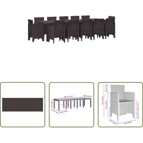 Gartentisch - Garten Essgruppe 13 pcs Braun Poly Rattan (1/5)