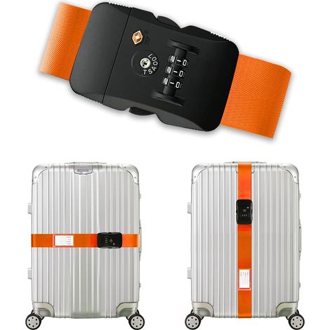 Ceinture Valise avec Étiquette Nominative, Sangle d'identification Personnalisée pour Bagages, Sacs (Orange Clair) (1/5)