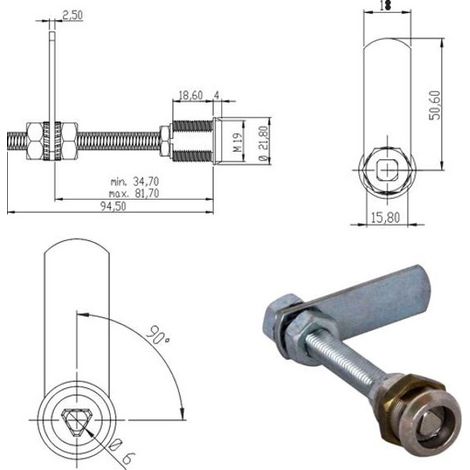 Cylindre de levier de 20 mm Triangle 160500 Omr