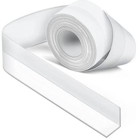 Joint Silicone Blanc Salle de Bain,Ruban d'étanchéité pour cuisine ou salle de bain,Ruban auto-adhésif anti-moisissure et anti-fuite adapté à de nombreuses occasions (2 pièce 3.2m, Blanc) 56Vingt (1/5)